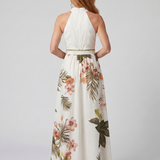 WIESE | DRAPIERTES HALFTER BOTANISCHES PANEL MAXIKLEID