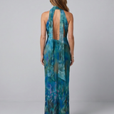 JUNIPER | KEYHOLE HALTER SLEEVELESS MAXI DRESS