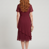 EIRA | SHORT SLEEVE LAYERED HEM MIDI DRESS