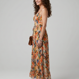QUILL | SPAGHETTI STRAP ABSTRACT PRINT MIDI DRESS