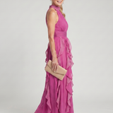 OREA | HIGH NECK RUFFLE MAXI DRESS