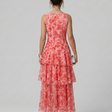 GALA | DEEP V-NECK SLEEVELESS PRINT MIDI DRESS
