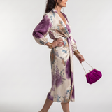 VALENTINA | CROSS-WRAP WAIST PRINTED MIDI DRESS