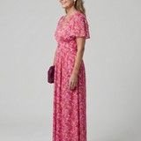 JUNA | SHORT SLEEVE DITSY FLORAL MIDI DRESS