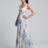 OPHELIA | SLEEVELESS SQUARE NECK FLORAL MIDI DRESS