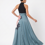 OLYMPAS | HALTER BODICE FLORAL MAXI DRESS
