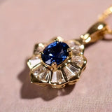 NECKLACE STAR SAPPHIRE BLUE BAGUETTE PENDANT | GOLD JEWELLERY