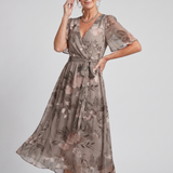 MIRABEL | SWING SLEEVE GATHERED WAIST FLORAL DRESS