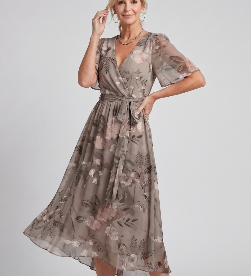 MIRABEL | SWING SLEEVE GATHERED WAIST FLORAL DRESS