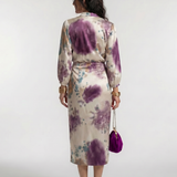 VALENTINA | CROSS-WRAP WAIST PRINTED MIDI DRESS