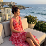 GALA | DEEP V-NECK SLEEVELESS PRINT MIDI DRESS