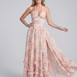 ALESSIA | HALTERNECK FLORAL MAXI DRESS