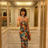 LARKIN | FITTED MULTICOLOUR SCALE PRINT MAXI DRESS