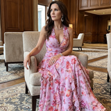 NORI | HALTERNECK RUFFLE FLORAL MAXI DRESS