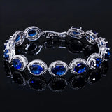 TENNIS OVAL SAPPHIRE BLUE SETTING TWISTED BRACELET | SILVER JEWELLERY