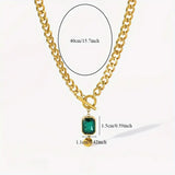 NECKLACE CHUNKY CHAIN EMERALD PENDANT | GOLD JEWELLERY