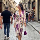 VALENTINA | CROSS-WRAP WAIST PRINTED MIDI DRESS
