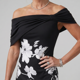 COSMA | OFF-SHOULDER DRAPED MIDI DRESS