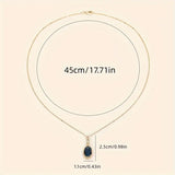 NECKLACE TOPAZ BLUE OVAL CROWN VINTAGE PENDANT | GOLD JEWELLERY