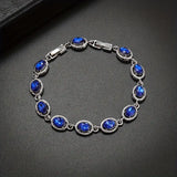 TENNIS OVAL SAPPHIRE BLUE SETTING TWISTED BRACELET | SILVER JEWELLERY