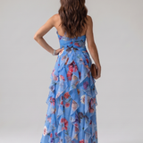 NORI | HALTERNECK RUFFLE FLORAL MAXI DRESS