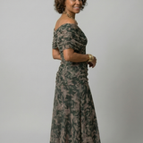 CALEN | OFF-SHOULDER FLOW MIDI DRESS