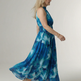 SYLIN | GATHERED HALTER MIDI DRESS