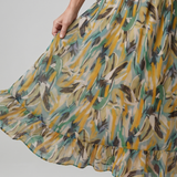 QUILL | SPAGHETTI STRAP ABSTRACT PRINT MIDI DRESS