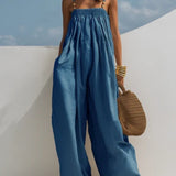 ADDISON - DENIM WIDE-LEG JUMPSUIT