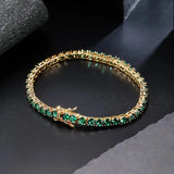 TENNIS ZIRCONIA ROUND GREEN EMERALD BRACELET | GOLD JEWELLERY