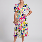 MIRABEL | SWING SLEEVE GATHERED WAIST FLORAL DRESS