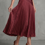 THEODORA | PLEATED STRIPE WAIST MIDI DRESS