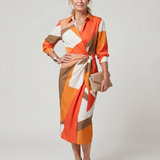LEYA | STRIPED LONG-SLEEVE MIDI DRESS