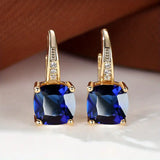MYSTIC SAPPHIRE STONE HOOP EARRINGS | GOLD JEWELLERY II
