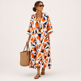 LAYLA ORANGE GEOMETRIC CAFTAN