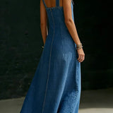 KAITLYN - LONG DENIM BUTTON DOWN DRESS