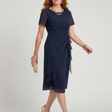 EIRA | SHORT SLEEVE LAYERED HEM MIDI DRESS