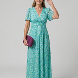 JUNA | SHORT SLEEVE DITSY FLORAL MIDI DRESS