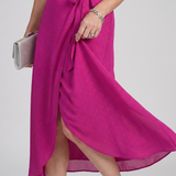 PRIYA | SHORT-SLEEVE FLORAL WRAP MIDI DRESS