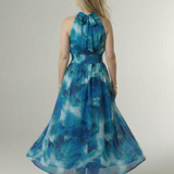 SYLIN | GATHERED HALTER MIDI DRESS