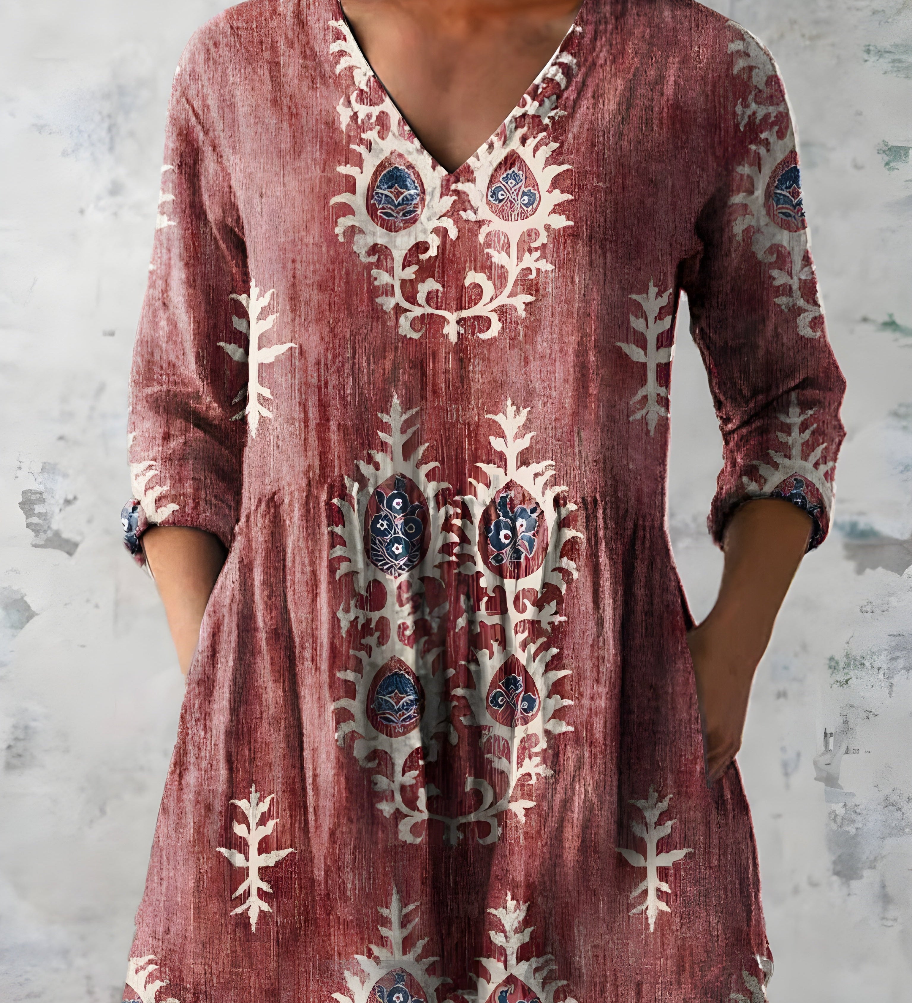 EVERLY | LONG V-NECK BLOUSE