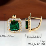 GREEN SQUARE ZIRCONIA EARRINGS | GOLD JEWELLERY