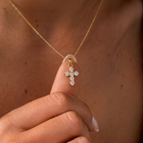 NECKLACE SMALL CROSS LARGE ZIRCONIA PENDANT | SILVER JEWELLERY