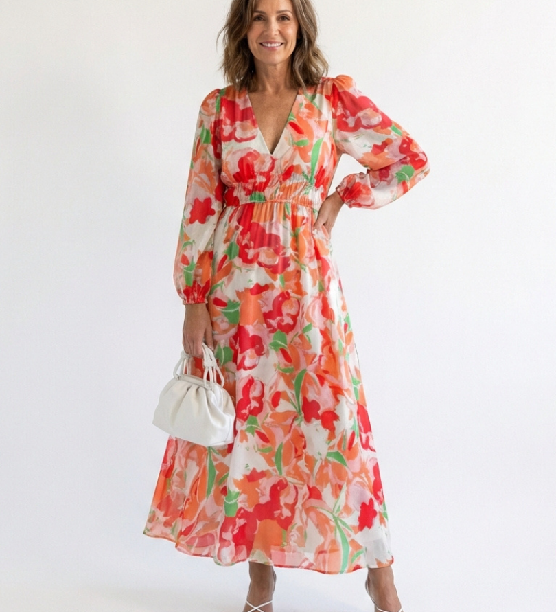ALTHEA | LONG-SLEEVE FLORAL MAXI DRESS