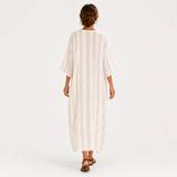 AISHA WHITE STRIPES CAFTAN