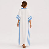 ALBA WHITE STRIPES BLUE CAFTAN