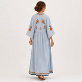 CAFTAN MARINA BLEU BRODÉ