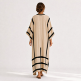 SALMA BEIGE STRIPES BLACK CAFTAN