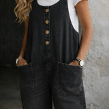 ALICIA - VINTAGE WASHED COTTON DENIM OVERALLS