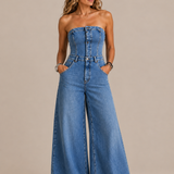 LÉONIE - STRAPLESS DENIM JUMPSUIT